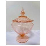 Pink Depression Glass Princess Candy Dish w/lid