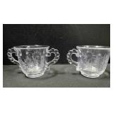 Etched Candlewick Creamer & Sugar bowl set