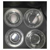 4 etched Candlewick salad plates; 8" diameter