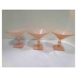 Miss America Pink Depression Glass 3 fruit compote