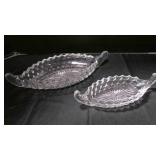 vtg American Fostoria banana relish boat pair