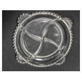 Glass relish tray. Four dividers. Candlewick style