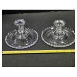 Two glass candleholders. Candlewick pattern.