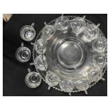 Large punch bowl & stand. 15 cups.