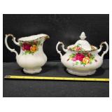 Sugar Bowl & Creamer set; Royal Albert Bone China