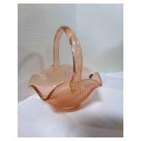 Pink Depression Glass Ruffles Basket by Smith