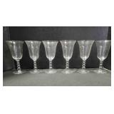 6 Candlewick glass water goblets. 7 1/2" tall