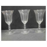 3 Candlewick glass water goblets; 7 1/2" tall