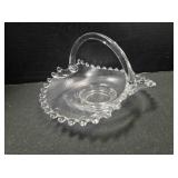 Glass Candlewick basket w/handle; 6" across