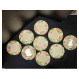 9 Salad Plates; Desert Rose pattern earthenware