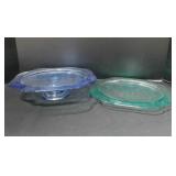 Depression Federal glass Madrid pattern cake plate