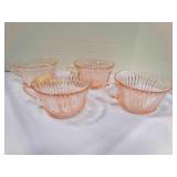 5 Pink Queen Mary Punch Cups-Depression Glass