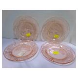 Pink Sharon Cabbage Rose 4 Bread & Butter Plates