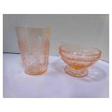 Pink Sharon Cabbage Rose 4" juice glass & sherbet