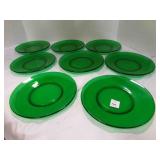 Forest Green Glass 8" salad Plates