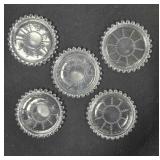 Set of 5 glass coasters. Candlewick style.