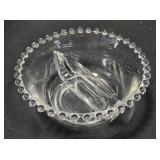 Glass divided mayonnaise bowl. Candlewick style.