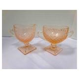 Miss America Pink Depression Glass sugar & creamer