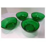 4 Forest Green Cereal Salad Bowls 5 1/4"