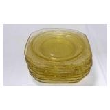 8 vtg Federal Madrid amber depression glass bread