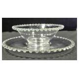 Glass mayo bowl & underplate saucer.