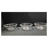 Set of 3 Candlewick glass bowls; 5" diameter