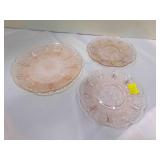 Cherry Blossom Pink Depression Glass 2 saucers