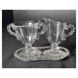 Candlewick Creamer & Sugar Bowl set w/underplate