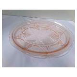 Pink Depression Glass oval Platter w/roses