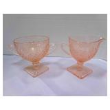 Miss America Pink Depression Glass sugar & creamer