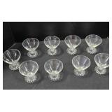 9 glass stemmed sherbet cups. Candlewick pattern