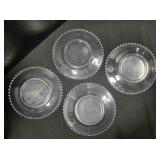4 Candlewick glass dinner plates. 10" diameter