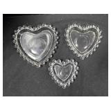 3 Heart-shaped Candlewick nesting bowls
