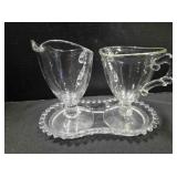 Candlewick Creamer & Sugar Bowl set w/underplate