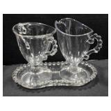 Candlewick Creamer & Sugar Bowl set w/underplate