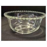 Divided glass bowl. 6" diameter. 3" height.