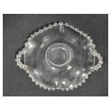 Glass dish. Candlewick w/wavy edge. 6" diameter.