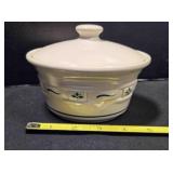 Ivory Pottery Bowl w/lid; Longaberger Pottery