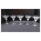 5 Ball stem Margarita glasses. Art deco style.