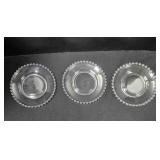 3 Candlewick salad plates; 6" diameter