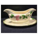 Gravy Bowl w/attached under dish; Desert Rose
