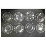 8 Candlewick glass bread plates. 6" diameter.