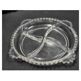 Glass relish tray. Four dividers. Candlewick style