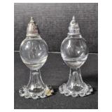 Stemmed salt & pepper shaker set.