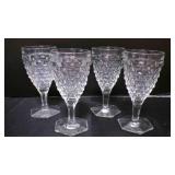 4 Fostoria American 7" tall wine glasses
