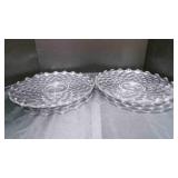 2 large round Fostoria American serving plates