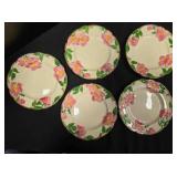 5 Dinner Plates; 9 1/2"; Desert Rose pattern