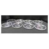 8 glass saucers. 5" diameter. Candlewick pattern.