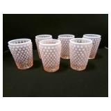 6 Pink Opalescent Hobnail Moonstone Drinking