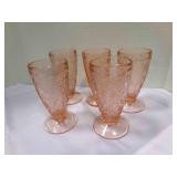 Tiara Pink Sandwich Glass 6 Ice Tea Tumbler 6.25"